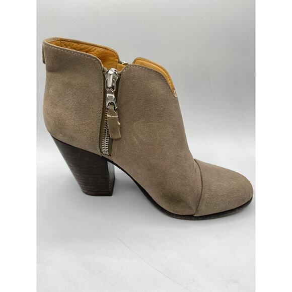 Rag & Bone Margot Suede Taupe Booties‎ Size 37.5 - Picture 1 of 7